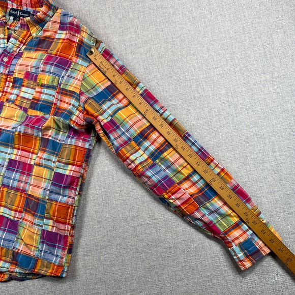 Ralph Lauren Jay Madras Popover Shirt Men XL Patchwork Colorful Preppy Summer - Picture 8 of 9